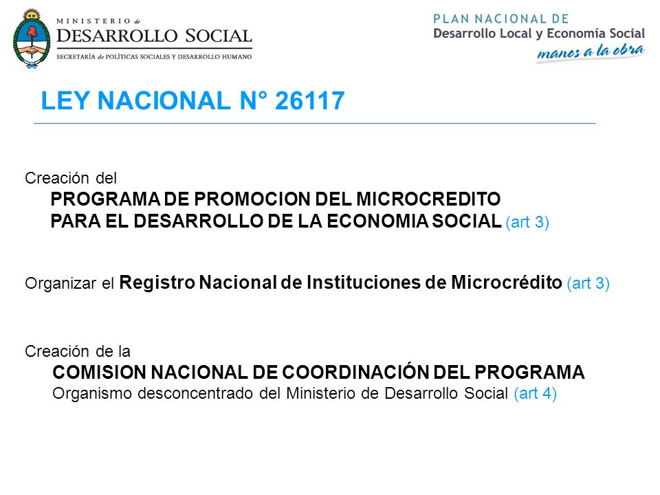 comision nacional de microcreditos desarrollo social