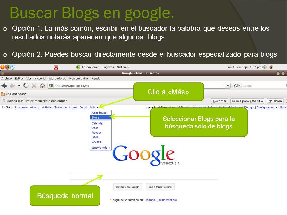 Buscar Blogs en google.