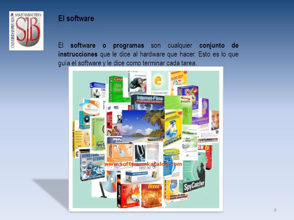 El software El software o programas son cualquier conjunto de instrucciones que le dice al hardware que hacer.