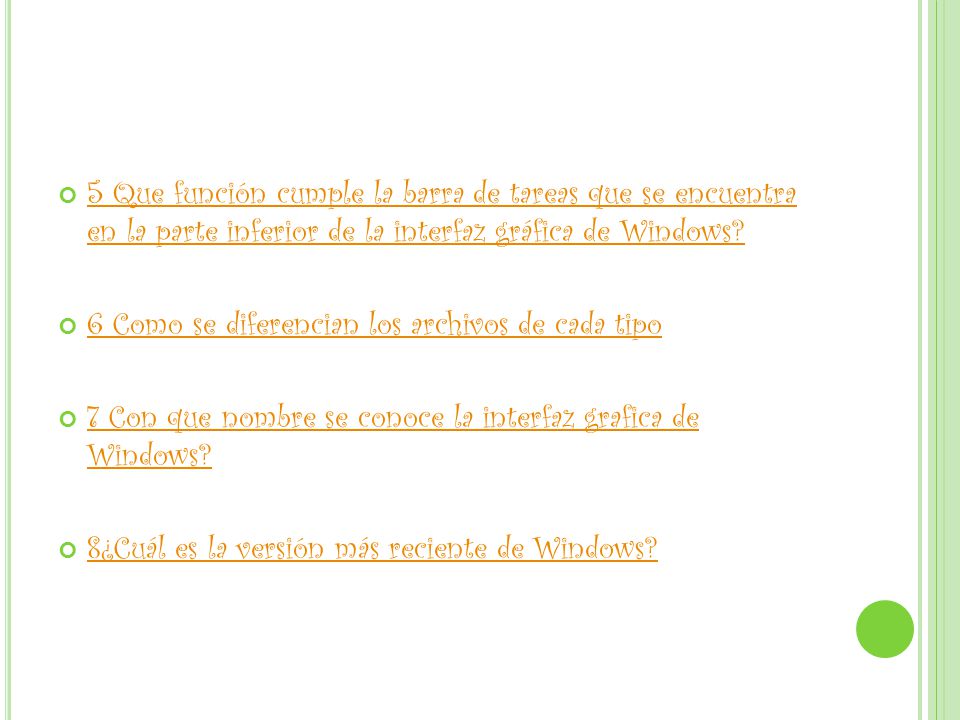 5 Que función cumple la barra de tareas que se encuentra en la parte inferior de la interfaz gráfica de Windows.