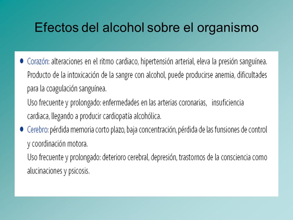 Efectos del alcohol sobre el organismo