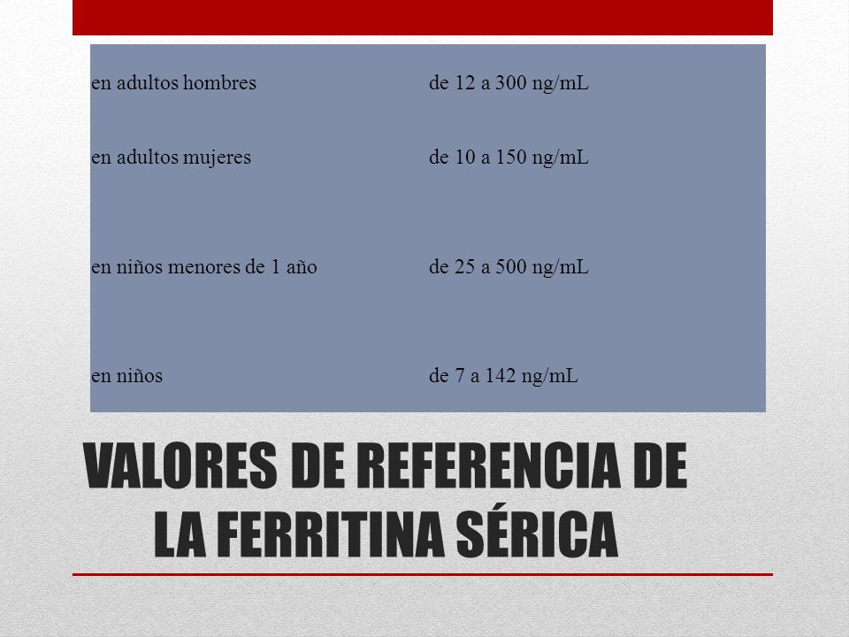 FERRITINA VALORES NORMALES ferritina valores normales: