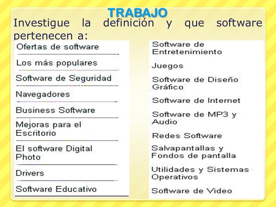 TRABAJO Investigue la definición y que software pertenecen a: