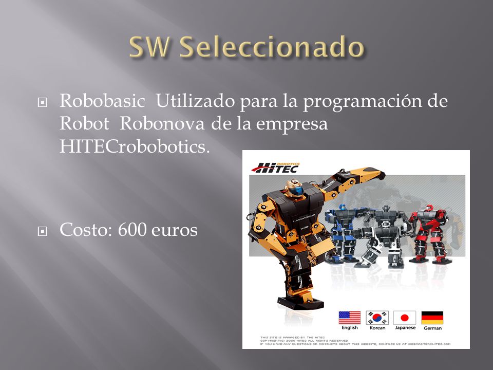  Robobasic Utilizado para la programación de Robot Robonova de la empresa HITECrobobotics.
