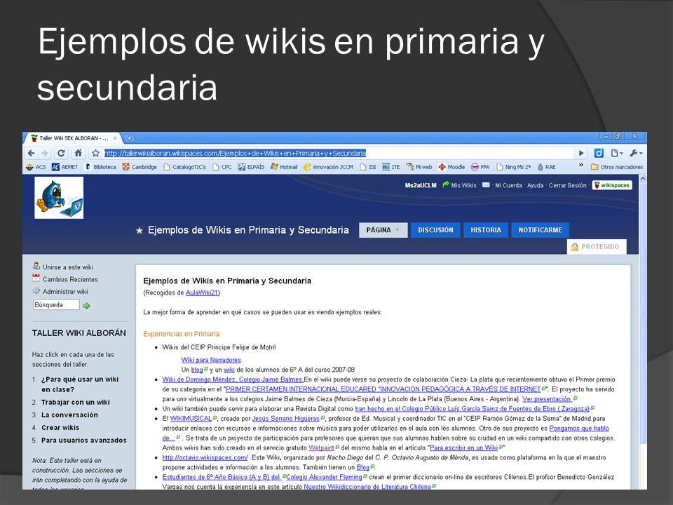 Ejemplos de wikis en primaria y secundaria