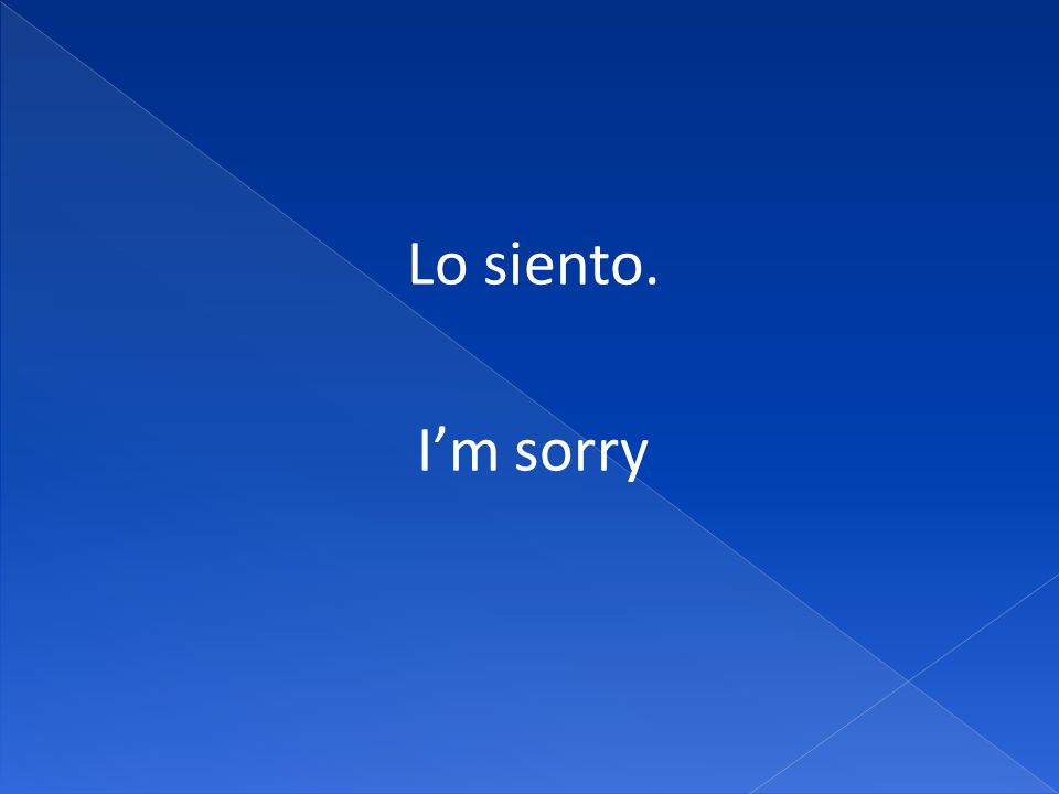 Lo siento. I’m sorry