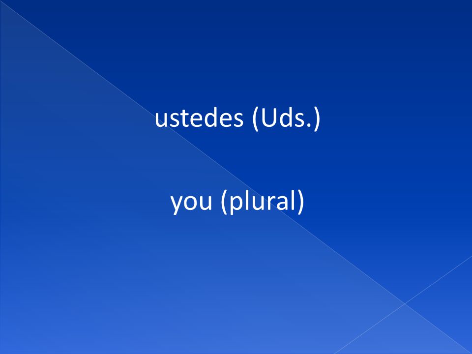 ustedes (Uds.) you (plural)