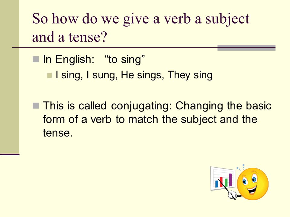 So how do we give a verb a subject and a tense.