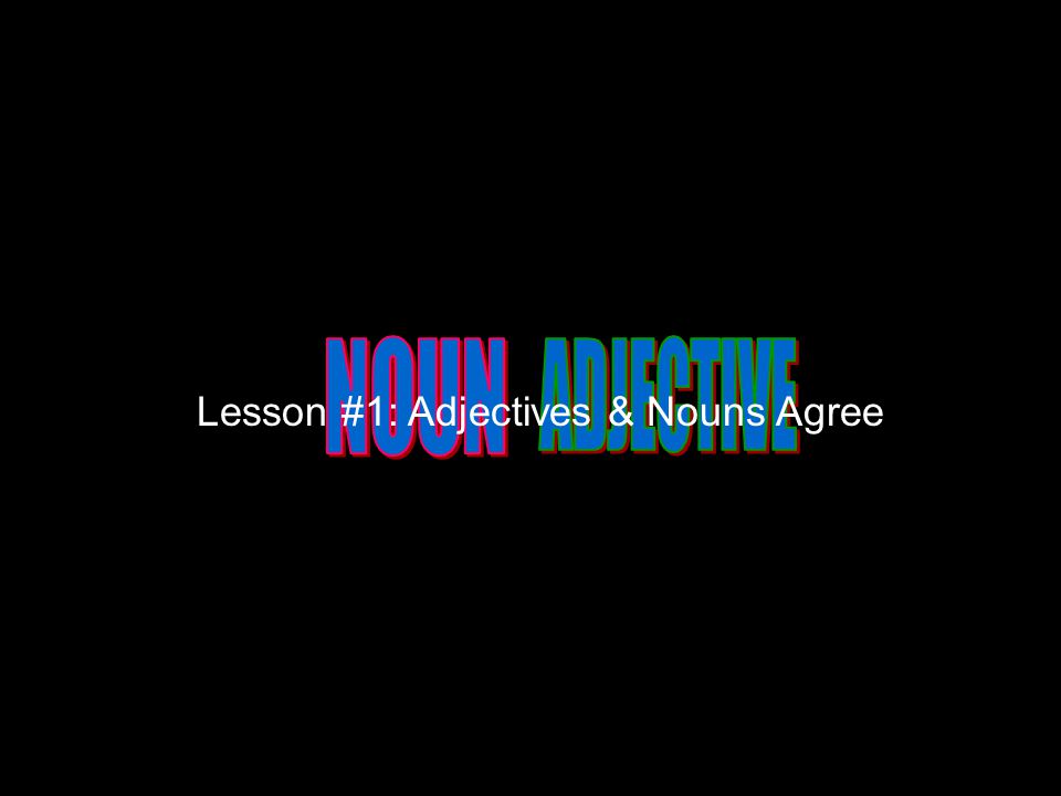 Lesson #1: Adjectives & Nouns Agree
