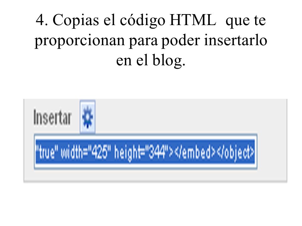 4. Copias el código HTML que te proporcionan para poder insertarlo en el blog.