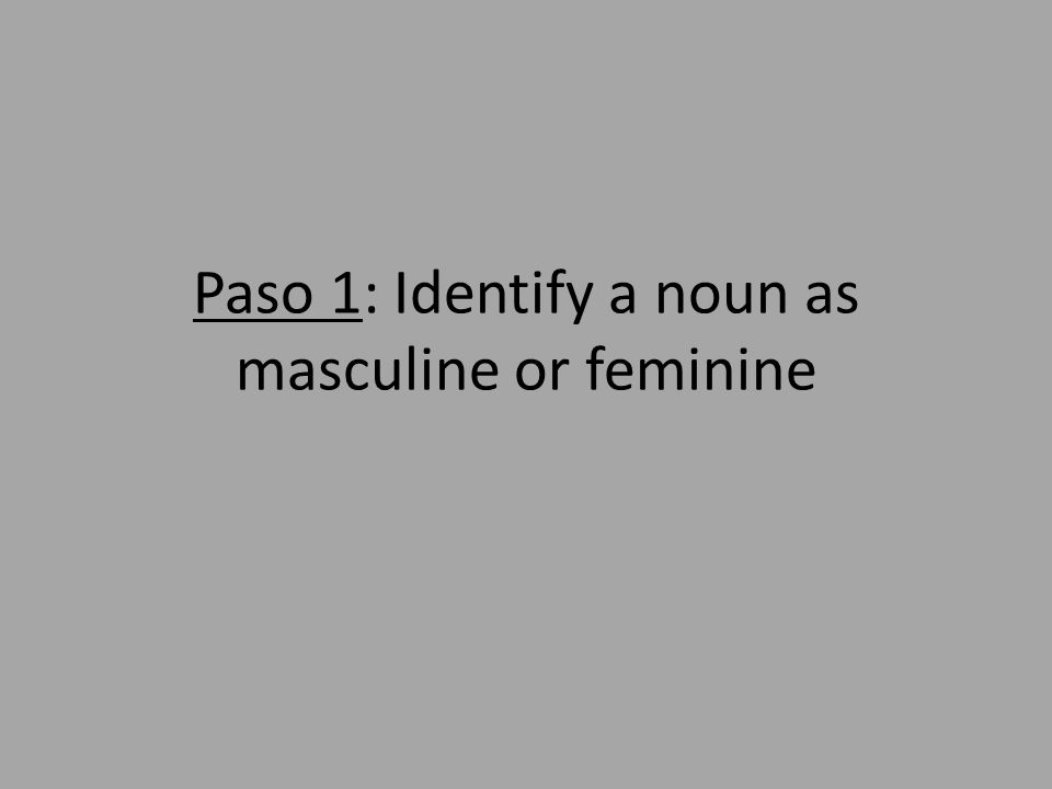 Paso 1: Identify a noun as masculine or feminine