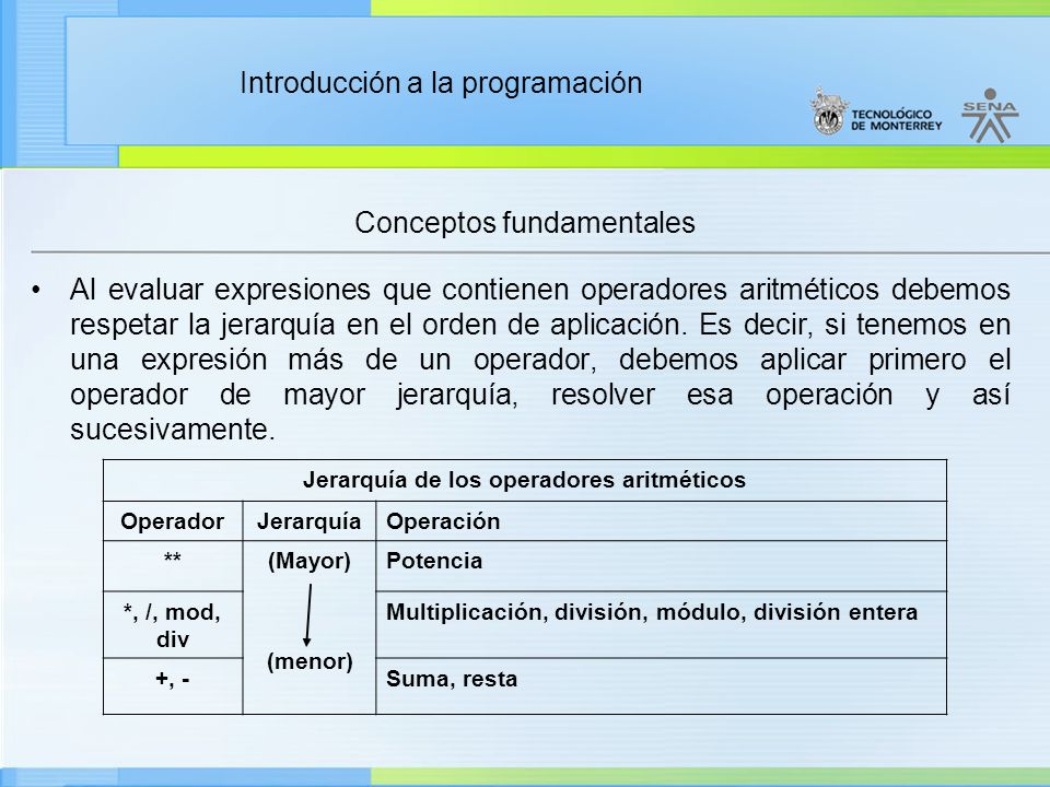 JERARQUIA OPERACION USO PARENTESIS ARITMETICA jerarquia operacion uso parentesis aritmetica:
