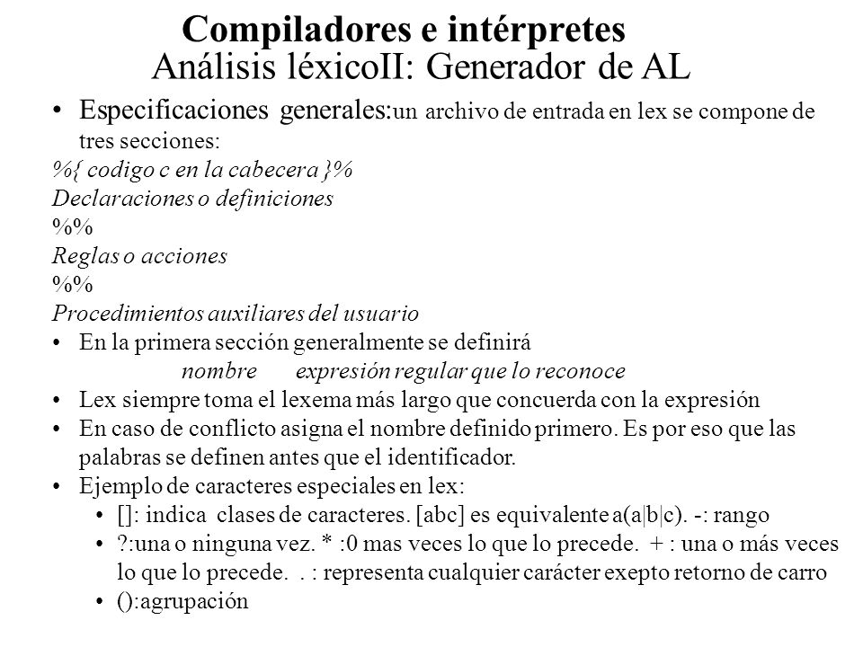 COMPILADORES LEXICO compiladores lexico: