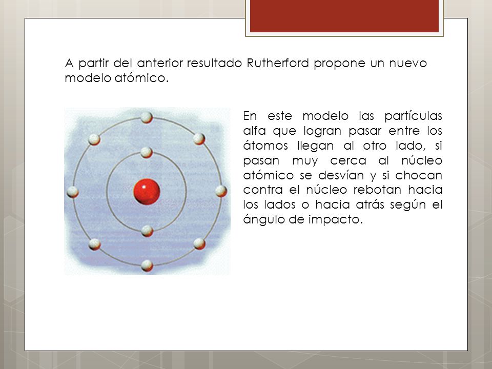 A partir del anterior resultado Rutherford propone un nuevo modelo atómico.