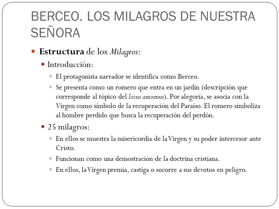 Estructura milagros de nuestra señora