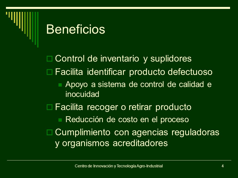 Rastreabilidad en la Industria de Alimentos Fernando Pérez Muñoz