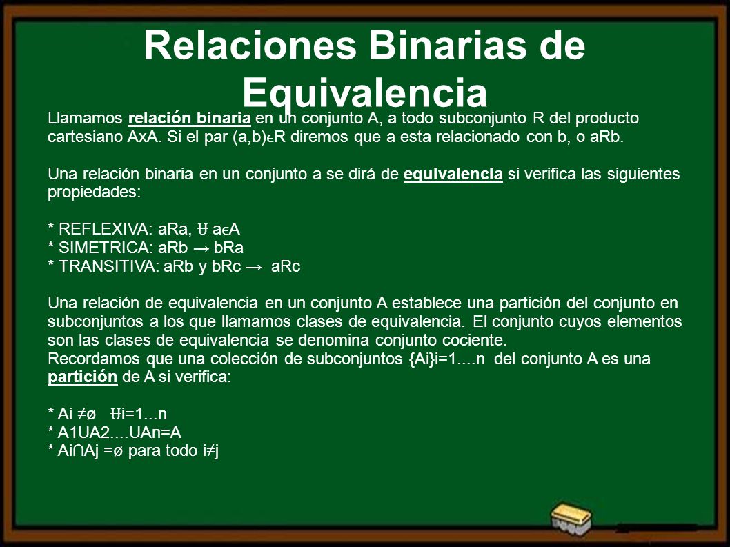 EQUIVALENCIA CONJUNTO equivalencia conjunto: