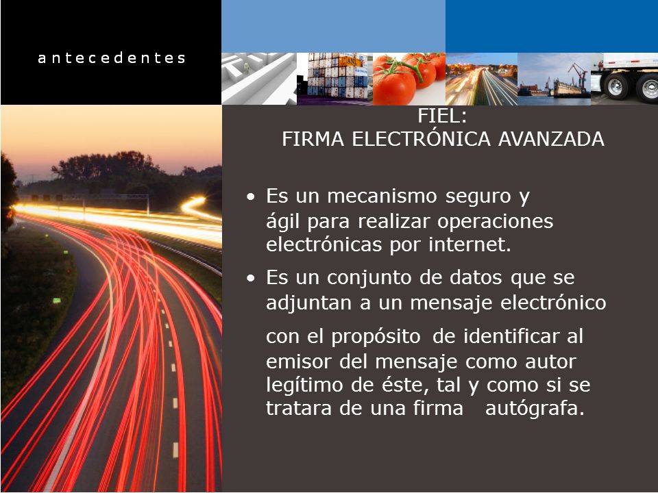 FIEL: FIRMA ELECTRÓNICA AVANZADA Es un mecanismo seguro y ágil para realizar operaciones electrónicas por internet.