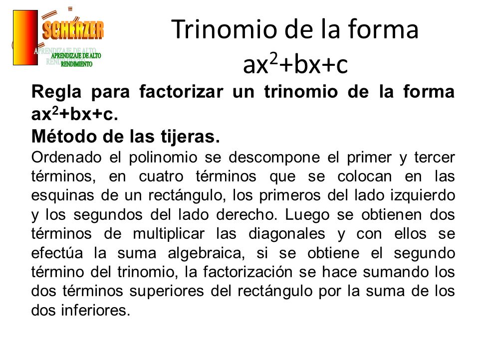 Resultado de imagen de trinomio de la forma ax2+bx+c