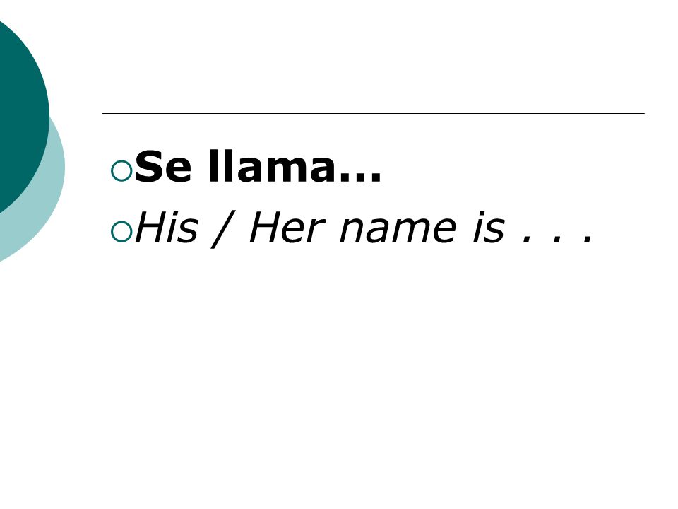 Se llama... His / Her name is...