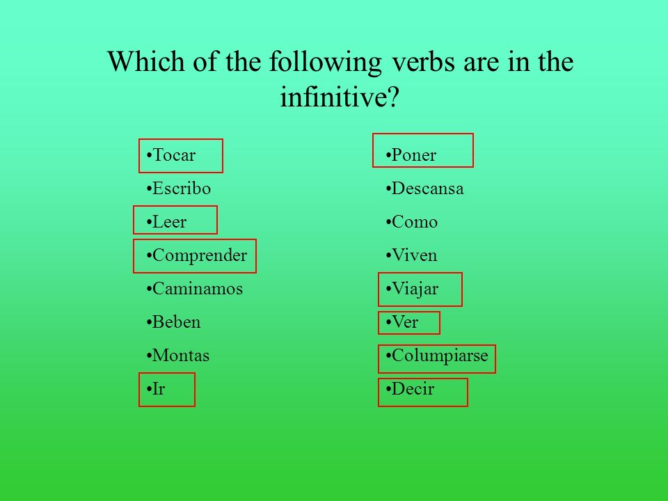 If the verb ends in ar, er or ir, it is in the infinitive.