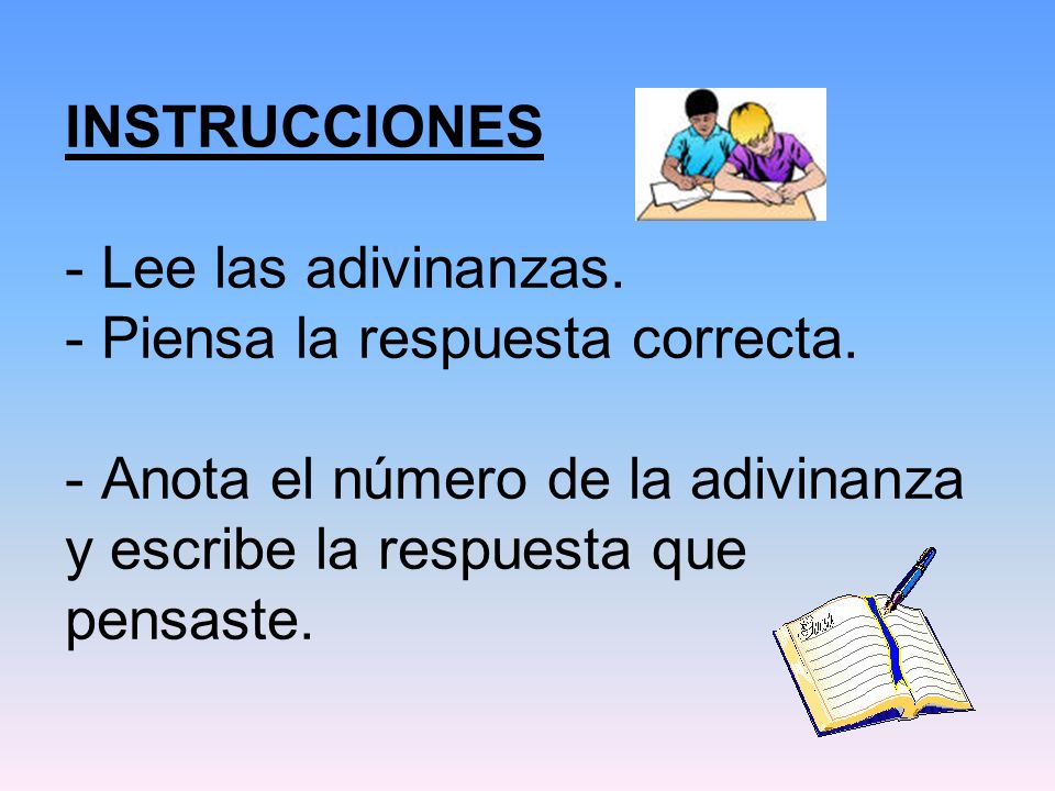 Adivinanzas+En+Español+Con+Respuestas las adivinanzas Piensa la respuesta correcta Anota el n mero de