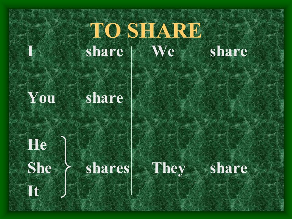 Lets try the verb to share, In Spanish, compartir.