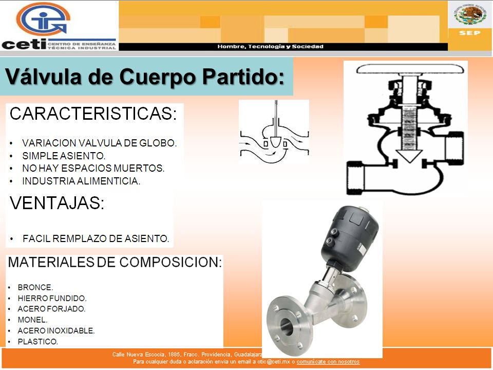 Valvula de cuerpo partido