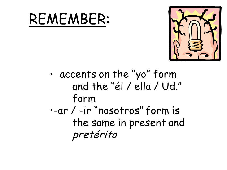 Pretérito endings for –er / -ir verbs are: -í -iste -ió -imos -isteis -ieron