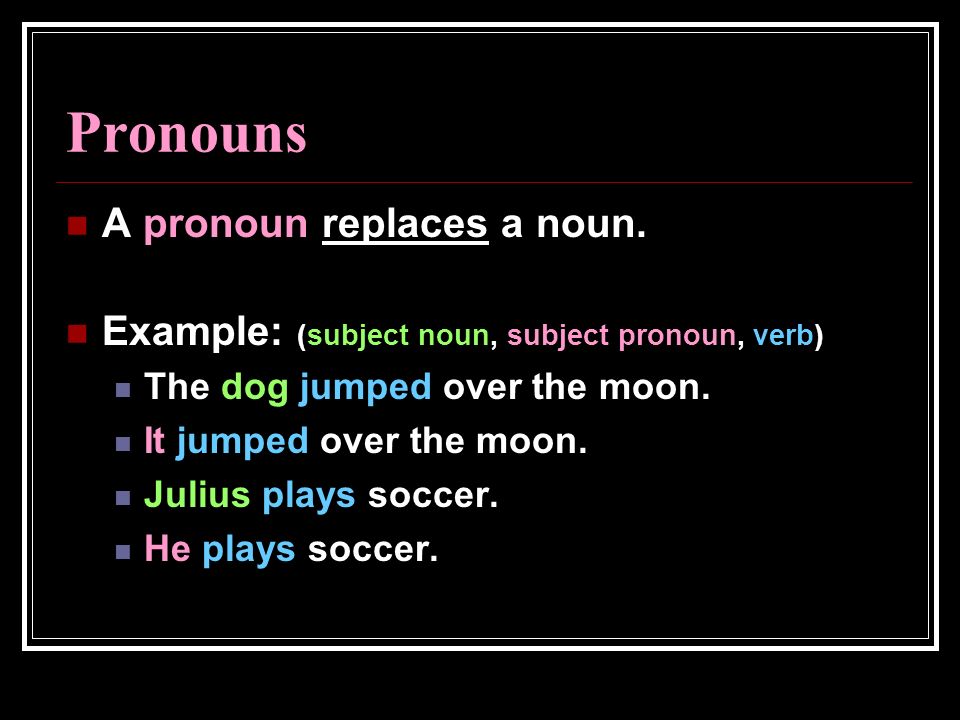 Pronouns A pronoun replaces a noun.