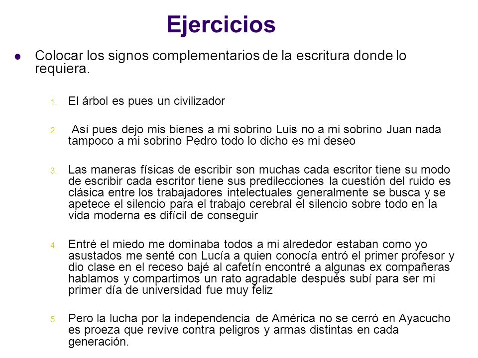 EJERCICIOS SIGNOS DE PUNTUACION ejercicios signos de puntuacion: