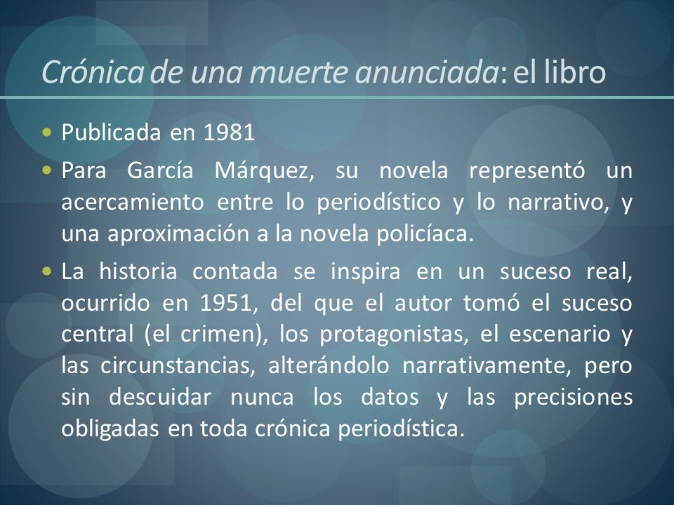 LIBRO DE CRONICA DE UNA MUERTE ANUNCIADA libro de cronica de una muerte anunciada: