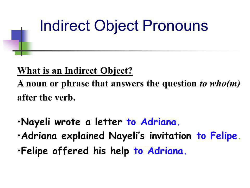 Indirect Object Pronouns What is an Indirect Object.