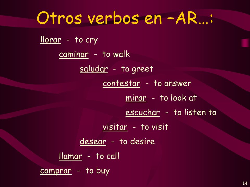 13 Present-tense verbs in Spanish can have several English equivalents.