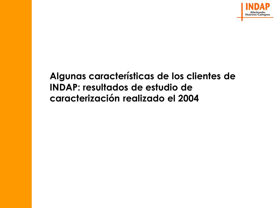 Algunas características de los clientes de INDAP: resultados de estudio de caracterización realizado el 2004
