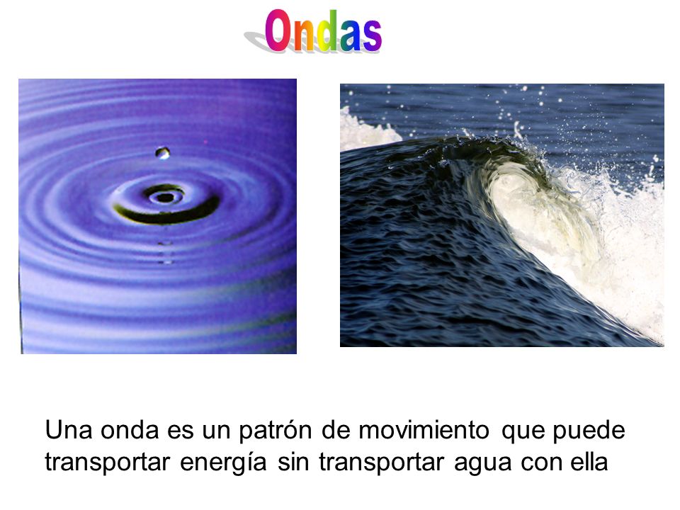 Una onda es un patrón de movimiento que puede transportar energía sin transportar agua con ella