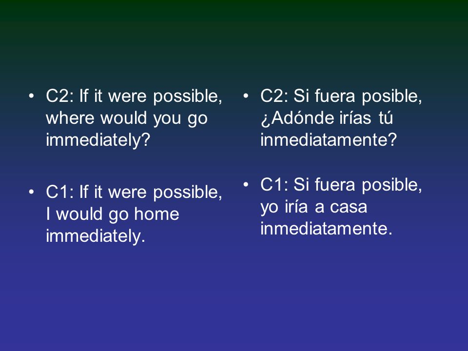 C2: If it were possible, where would you go immediately.