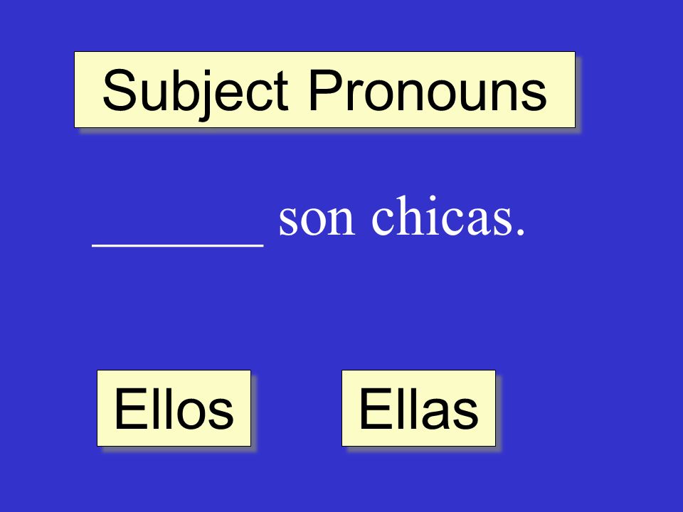 Subject Pronouns ______ son chicas. Ellos Ellas
