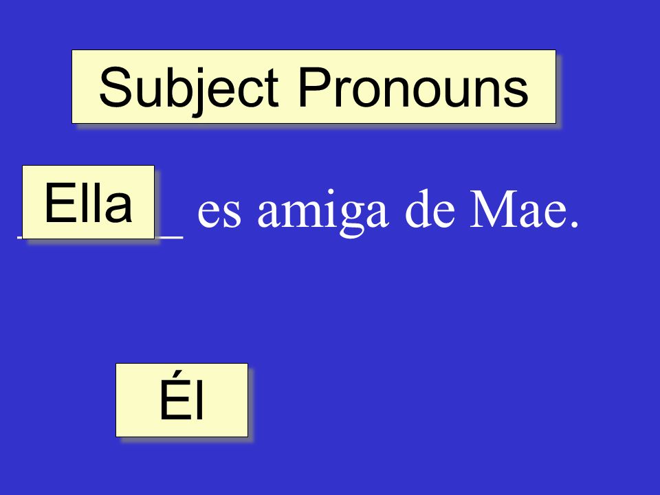 Subject Pronouns ______ es amiga de Mae. Él Ella