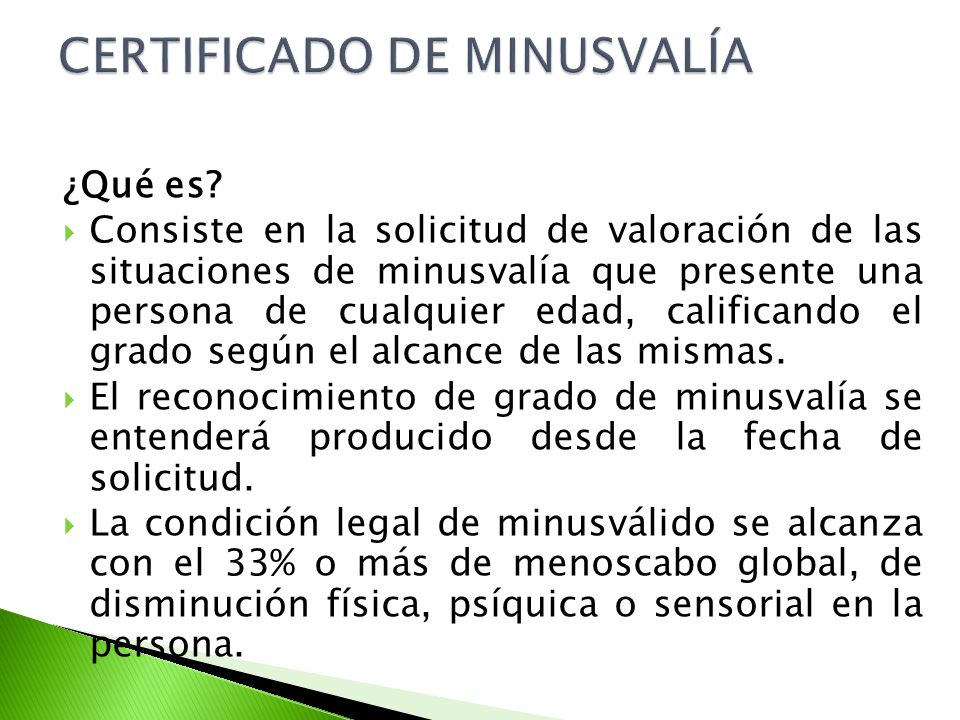 VALORACION DE MINUSVALIA valoracion de minusvalia: