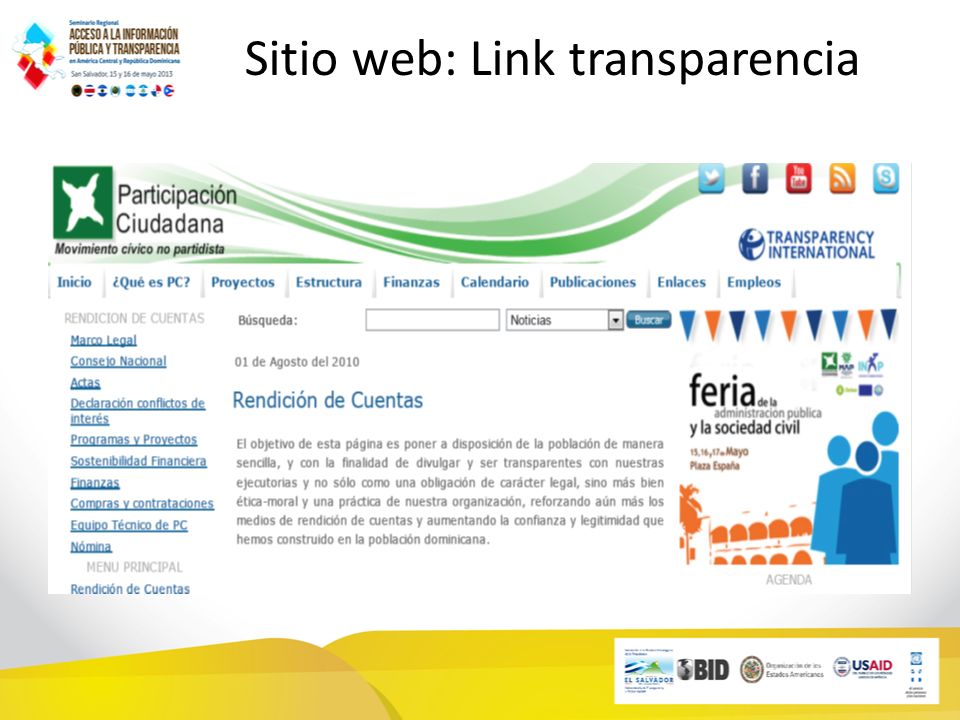 Sitio web: Link transparencia