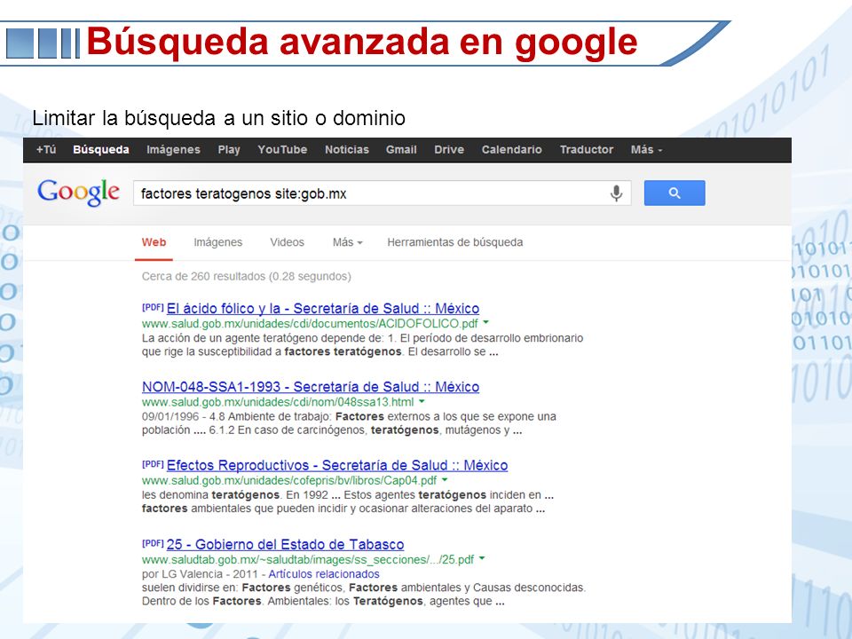 Búsqueda avanzada en google Limitar la búsqueda a un sitio o dominio