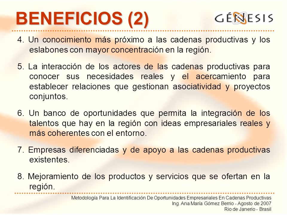 Metodología Para La Identificación De Oportunidades Empresariales En Cadenas Productivas Ing.