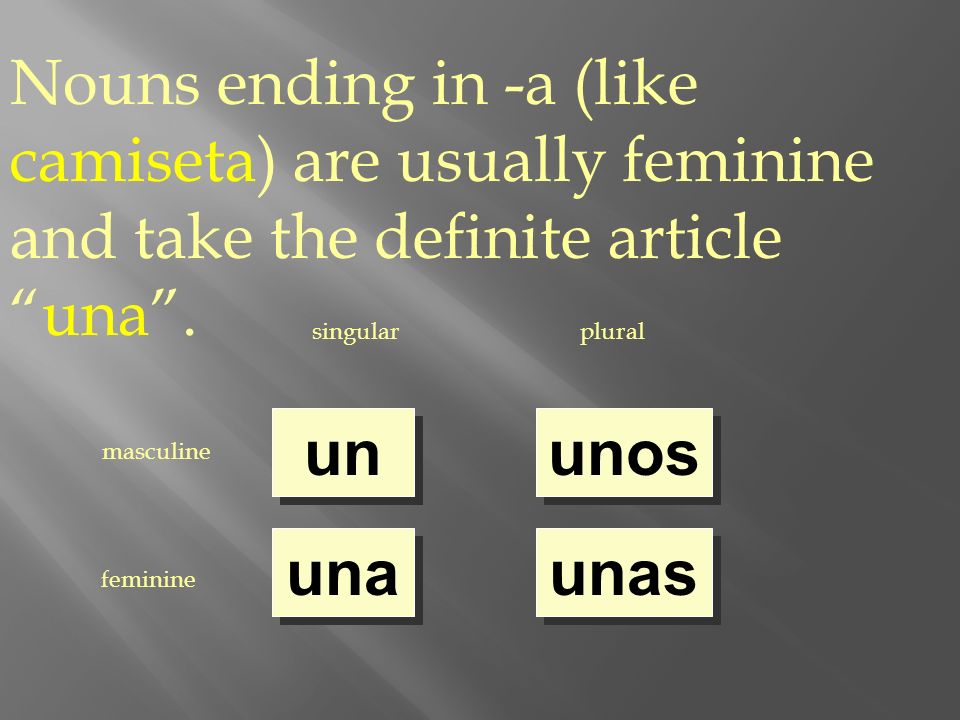 Nouns ending in -a (like camiseta) are usually feminine and take the definite articleuna.