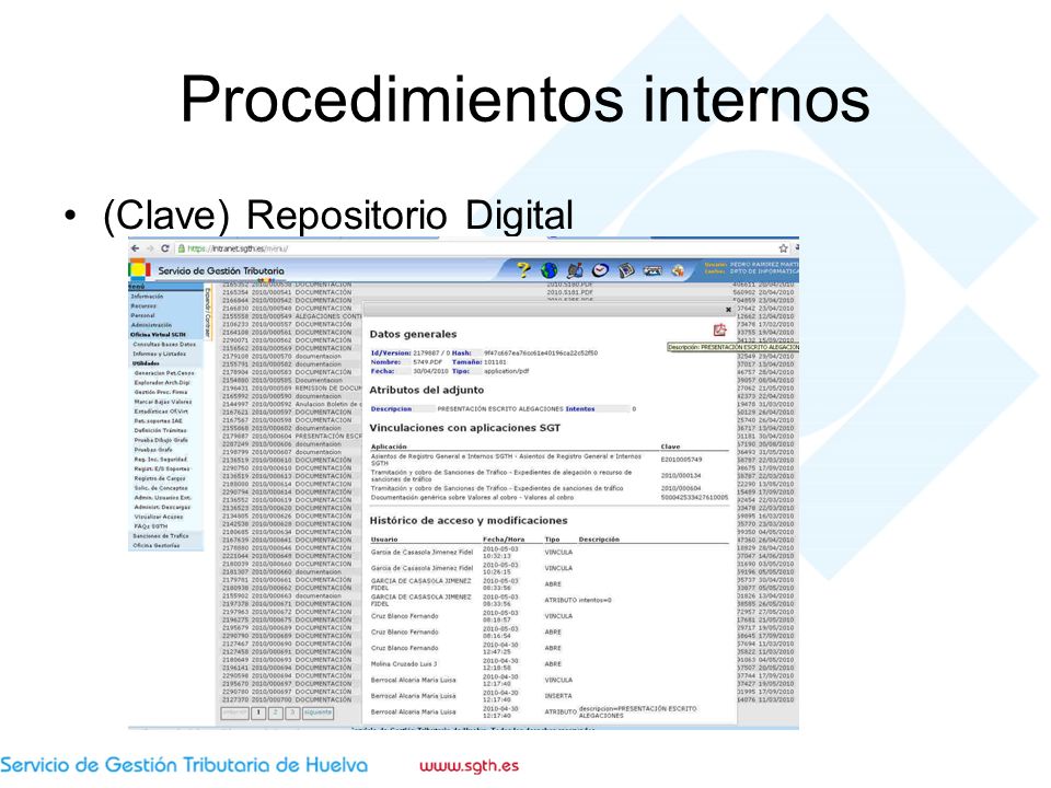 Procedimientos internos (Clave) Repositorio Digital