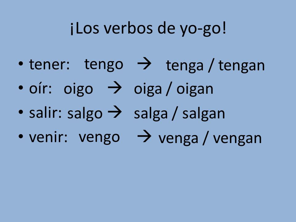¡Los verbos de yo-go.