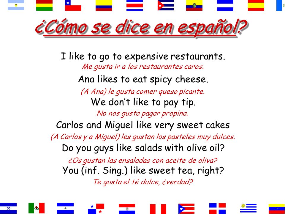 ¿Cómo se dice. They like spicy rice and delicious steak.