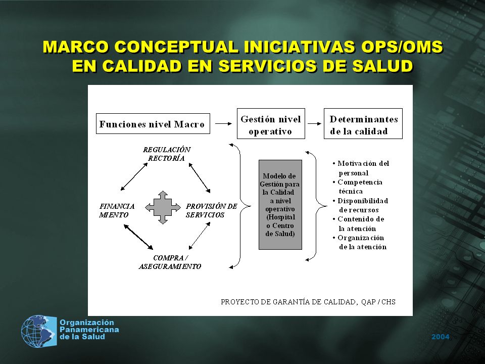2004 Organización Panamericana de la Salud MARCO CONCEPTUAL INICIATIVAS OPS/OMS EN CALIDAD EN SERVICIOS DE SALUD