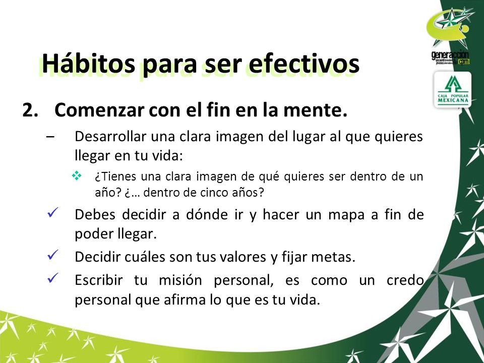 COMENZAR CON UN FIN EN LA MENTE comenzar con un fin en la mente: