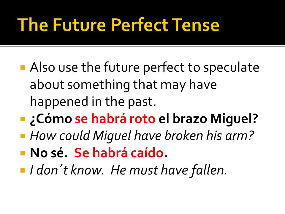 Also use the future perfect to speculate about something that may have happened in the past.